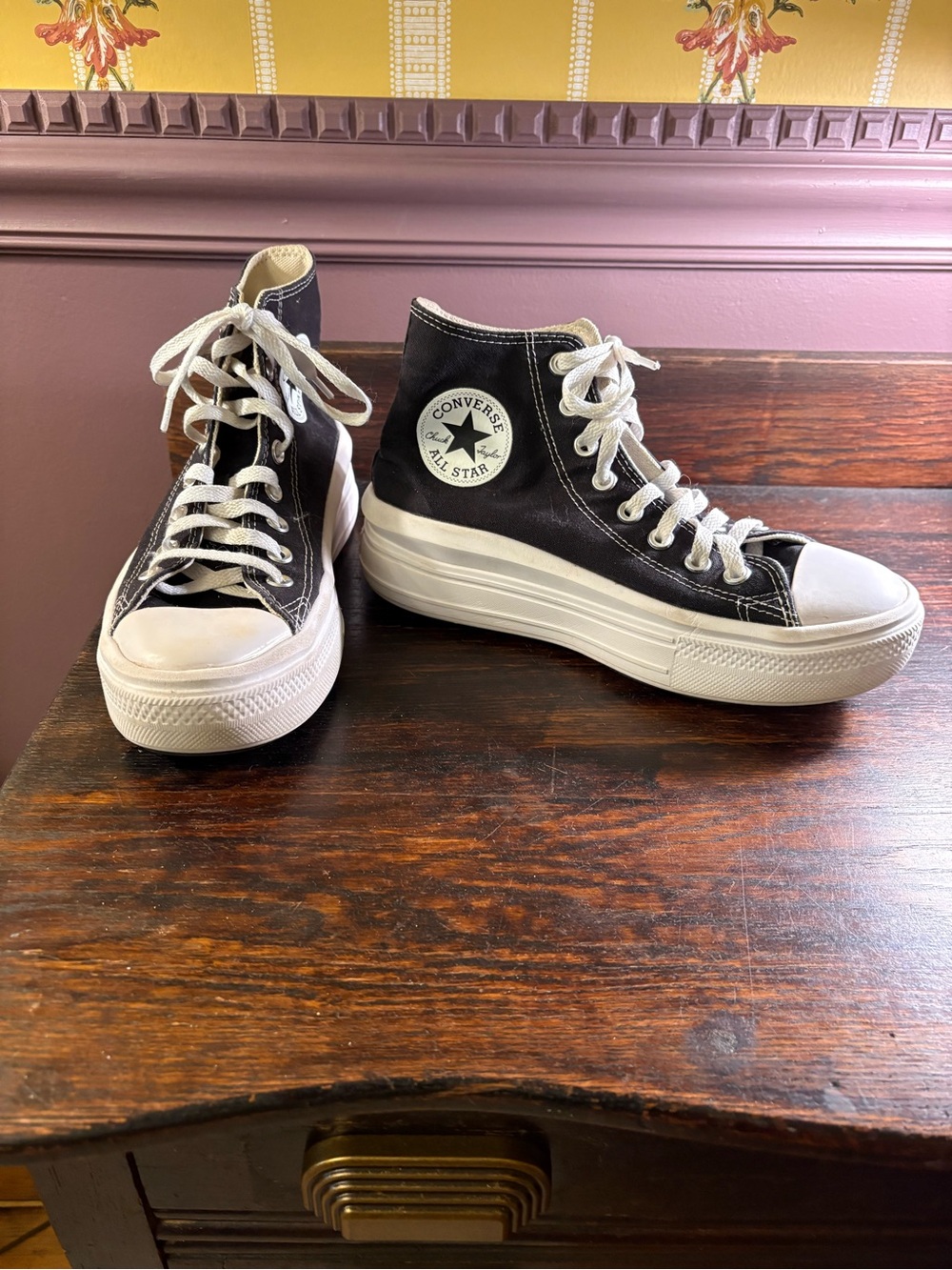 Converse Chuck Taylor All Star Platform High Top Sneakers - Black W-8 M-6.5